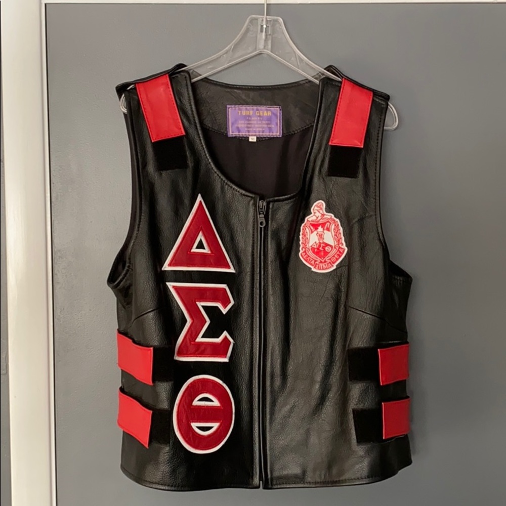 Delta Sigma Theta Black & Red Leather Vest by